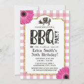 Rustikal Daisy Pig Roast GRILLEN Pink Kariert Gebu Einladung (Vorderseite)