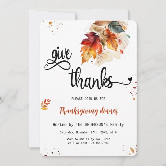 Rustikal Dank Herbst Erntedank Dinner Einladung (Vorderseite)