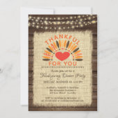 Rustikal DANKFUL FÜR SIE Erntedank Abendessen Einladung (Vorderseite)