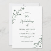 Rustikal Dark Green Wildblume Boho Wedding Einladung (Vorderseite)