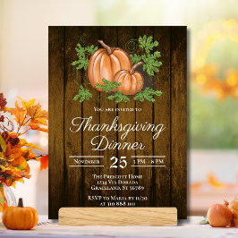 Rustikal Dark Wood Pumpkins Erntedank Dinner Einladung