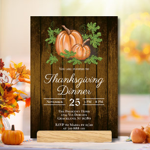 Rustikal Dark Wood Pumpkins Erntedank Dinner Einladung