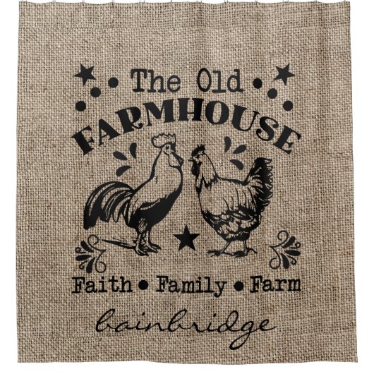 Rustikal Das alte Bauernhaus Personalisiert Duschvorhang (Vorderseite)