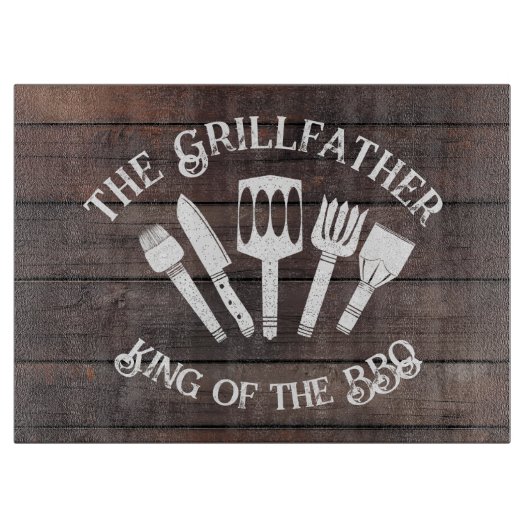 Rustikal "Der Grillvater: Funny GRILLEN Gift Schneidebrett (Vorderseite)
