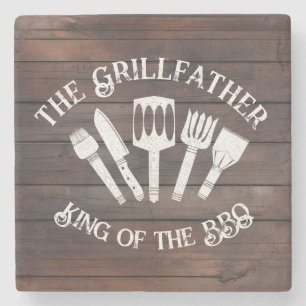 Rustikal "Der Grillvater: Funny GRILLEN Gift Steinuntersetzer