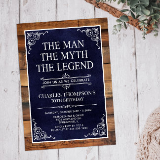 Rustikal Der Mann der Mythos der Legende 70. Gebur Einladung