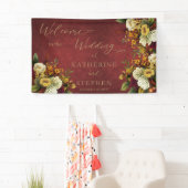 Rustikal Dk Red | Orange Floral Bouquet Wedding Banner (Insitu)