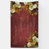 Rustikal Dk Red | Orange Floral Bouquet Wedding Banner (Vertikal)