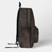 Rustikal dunkelbraun, graue Holzschnitzereien Mono Bedruckter Rucksack (Links)