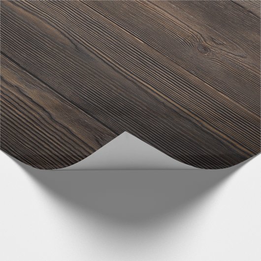 Rustikal dunkelbraune HOLZSEITE Geschenkpapier (Ecke)