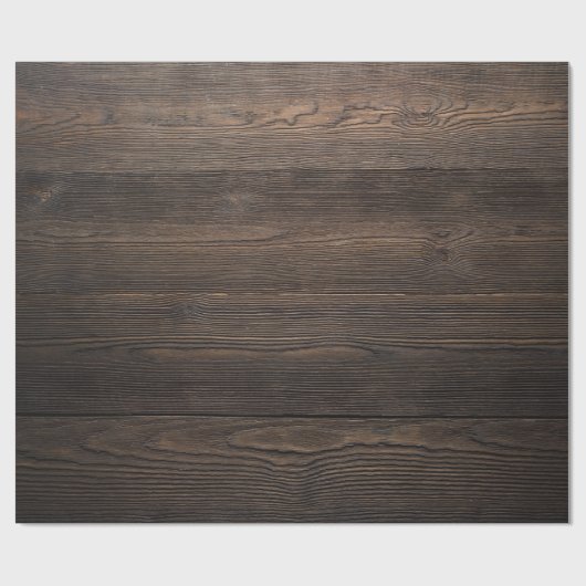 Rustikal dunkelbraune HOLZSEITE Geschenkpapier (Flach)