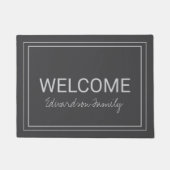 Rustikal dunkelgrau Familienname Fußmatte (Vorderseite)