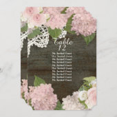 Rustikal dunkelholz Spitzen Rose Hydrangea Tischsi Einladung (Vorne/Hinten)