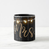 Rustikal dunkles Holz & String Lights Gold Bride M Tasse (Zentrum)