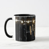 Rustikal dunkles Holz & String Lights Gold Bride M Tasse (Links)