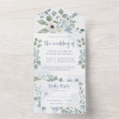 Rustikal Dusty Blue Floral | Wasserfarbenhochzeit All In One Einladung (Innen Boden)