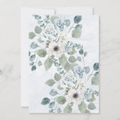 Rustikal Dusty Blue Floral | Wasserfarbenhochzeit Einladung (Rückseite)