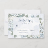 Rustikal Dusty Blue Floral | Wasserfarbenhochzeit RSVP Karte (Vorderseite)