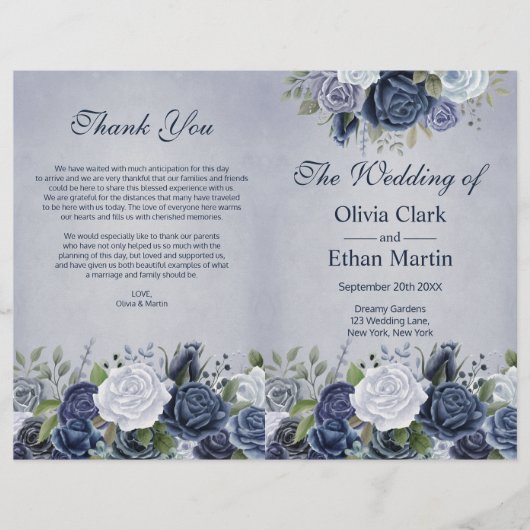 Rustikal Dusty Blue Watercolor Floral (Vorderseite)