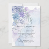 Rustikal Dusty Blue Watercolor Floral Einladung (Vorderseite)