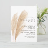 Rustikal Earthy Boho Pampas Engagement Party Einladung (Stehend Vorderseite)