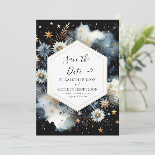 Rustikal-Editable Celestial Wedding Save The Date (Stehend Vorderseite)