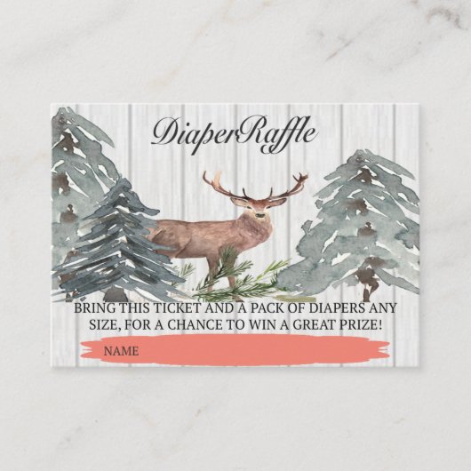 Rustikal ein Hirsch ist fast hier Windeln Raffle T Begleitkarte (Vorderseite)