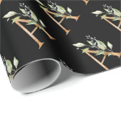 Rustikal Ein Monogramm grünes Blattwerk Eukalyptus Geschenkpapier (Rolleneckpunkt)