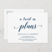 Rustikal, Eine Drehung in Plänen, Navy blau, versc Postkarte (Vorne/Hinten)