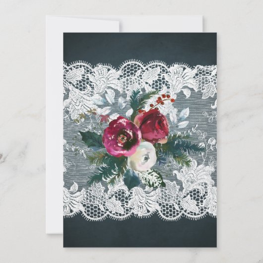 Rustikal, elegant, blumenburgund 16 . Geburtstag Einladung (Rückseite)