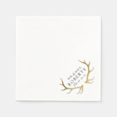 Rustikal & elegant Gold Antler | Individuelle Name Serviette (Vorderseite)
