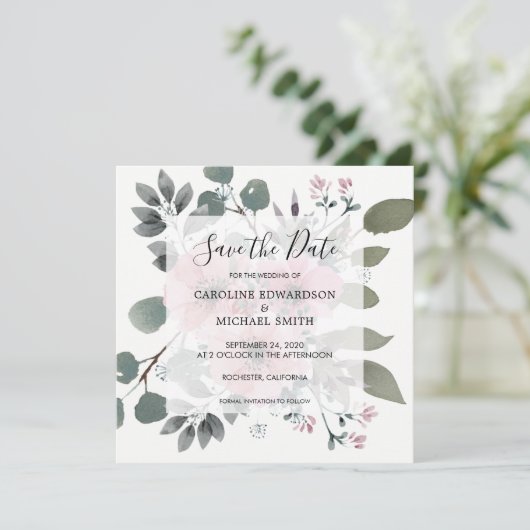 Rustikal, elegant, mit Blumen Save the Date Einladung (Stehend Vorderseite)