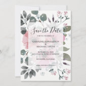Rustikal, elegant, mit Blumen Save the Date Einladung (Vorderseite)