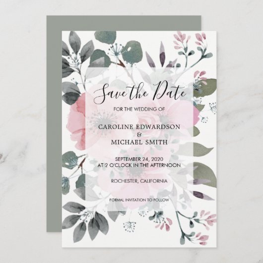 Rustikal, elegant, mit Blumen Save the Date Einladung (Vorne/Hinten)
