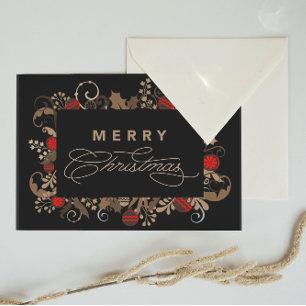 Rustikal & Elegant Schwarzes Frohe Weihnachten Kal Postkarte