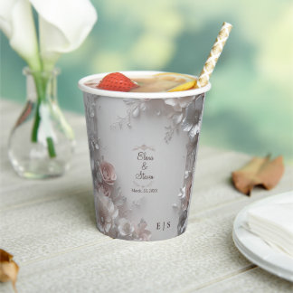 Rustikal Elegante 3D Florale Hochzeit  Pappbecher