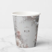 Rustikal Elegante 3D Florale Hochzeit Pappbecher (Rückseite)