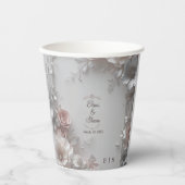 Rustikal Elegante 3D Florale Hochzeit Pappbecher (Vorderseite)