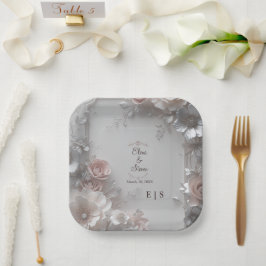 Rustikal Elegante 3D Florale Hochzeit Pappteller