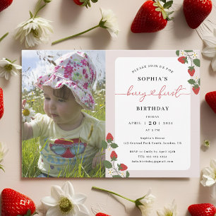 Rustikal elegante Berry First Geburtstag für Mädch Einladung