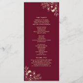 Rustikal elegante burgunderrote Hochzeitsprogramme Programm (Rückseite)