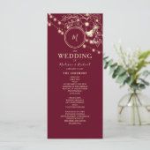 Rustikal elegante burgunderrote Hochzeitsprogramme Programm (Stehend Vorderseite)