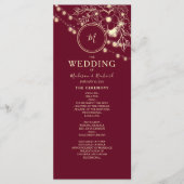 Rustikal elegante burgunderrote Hochzeitsprogramme Programm (Vorderseite)