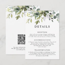 Rustikal Elegante Eukalyptusblätter QR-Code Hochze Begleitkarte