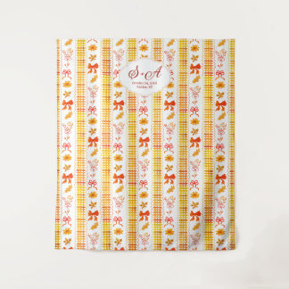 Rustikal-elegante Herbst-Monogramm-Foto-Studio-Hoc Wandteppich