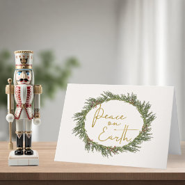 Rustikal Elegante Wreath Weltfrieden Feiertagskarte