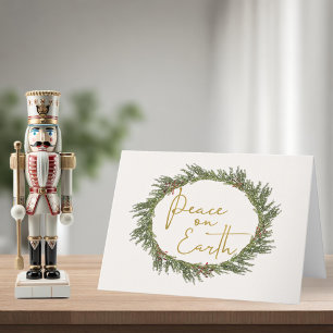 Rustikal Elegante Wreath Weltfrieden Feiertagskarte