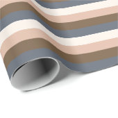 Rustikal Eleganter Horizontaler Streifen Rosa Brau Geschenkpapier (Rolleneckpunkt)