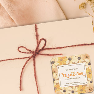 Rustikal Elegantes Retro-Blumen Herbst Saison- Quadratischer Aufkleber