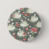 Rustikal Elegantes Schwan- und Herz-Elemente-Muste Button (Vorderseite)